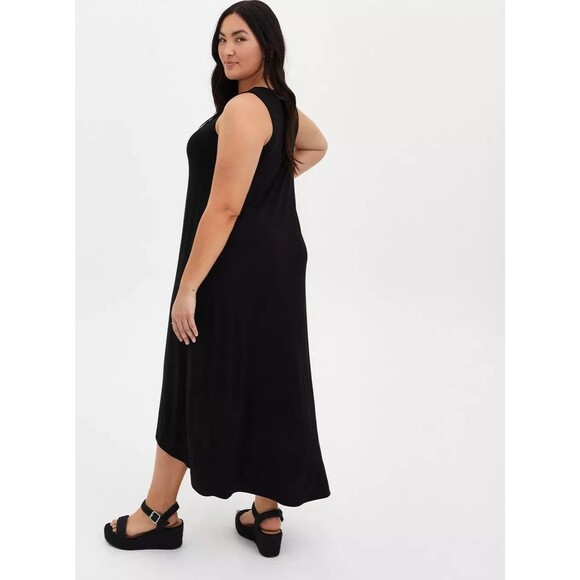 Torrid Super Soft Hi Lo Black Maxi Dress Size 4 or 26 Plus EUC - Picture 4 of 7